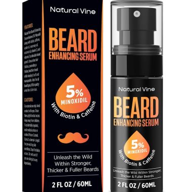 **5% Minoxidil Beard Growth Oil Serum for Men, 2 Fl Oz Biotin Caffeine Formula**