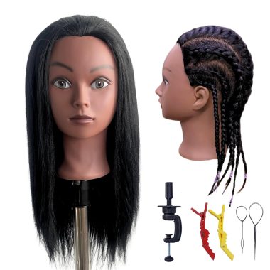 16 Inch Braiding Practice Mannequin Head with Natural Hair for Hairstyling Training