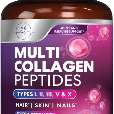 Advanced Multi Collagen Peptides Supplement 60 Capsules for Hair, Skin, Nails, and Joints