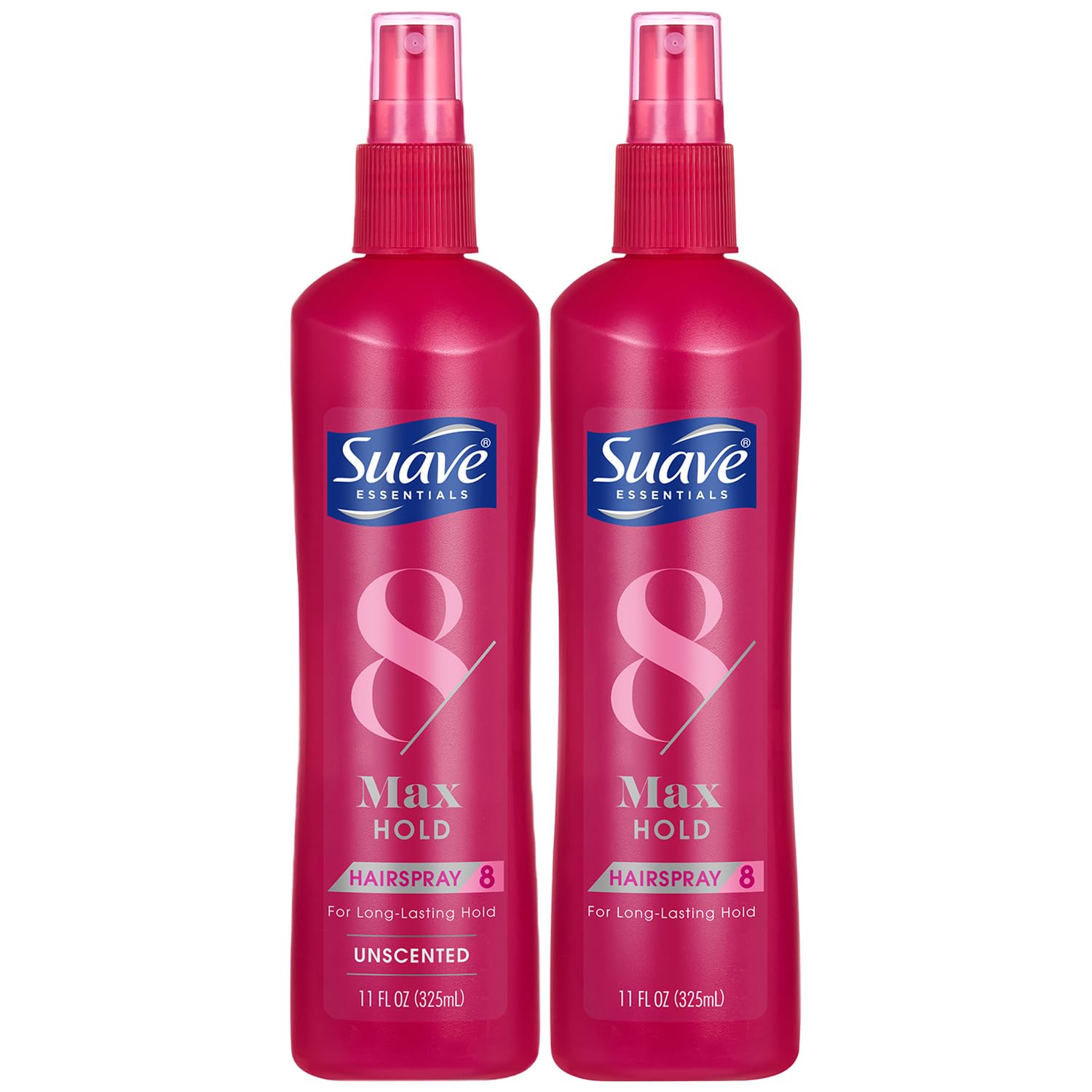 Suave Max Hold Hairspray 2-Pack Unscented & Scented Non-Aerosol 11 Oz Each