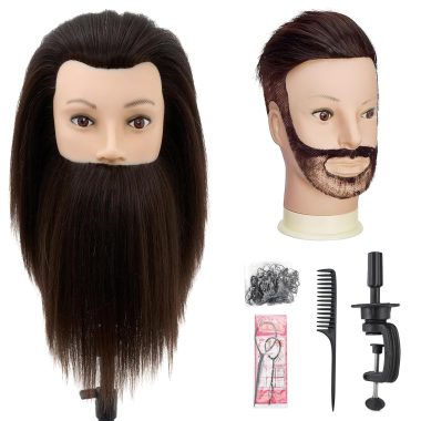 10 Inch Male Mannequin Head with Brown Hair for Cosmetology Hair Styling Practice