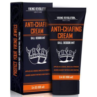 Viking Revolution Men's 3.4oz Quick Drying Talc-Free Ball Cream with Aloe Vera and Purslane for Anti-Chafing
