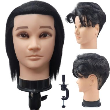 Male Barber Mannequin Head 100% Human Hair for Haircut Training 14 Inch