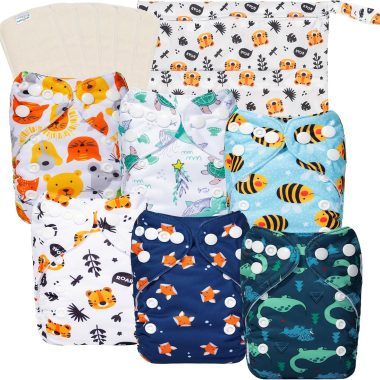 Babygoal Newborn Cloth Diapers 13-Pack for 5-12lbs Preemies, 6 Cloth Diaper Covers with Inserts and Wet Bag