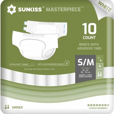 SUNKISS Masterpiece Adult Diapers Unisex Disposable Incontinence Briefs Odor Control Small/Medium 10 Count