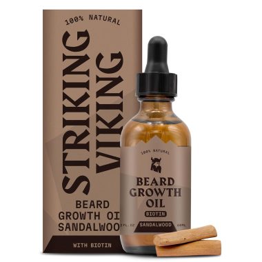 Viking Sandalwood Beard Oil with Biotin for Men, 2 Fl Oz, Thickening & Conditioning Beard Growth Serum
