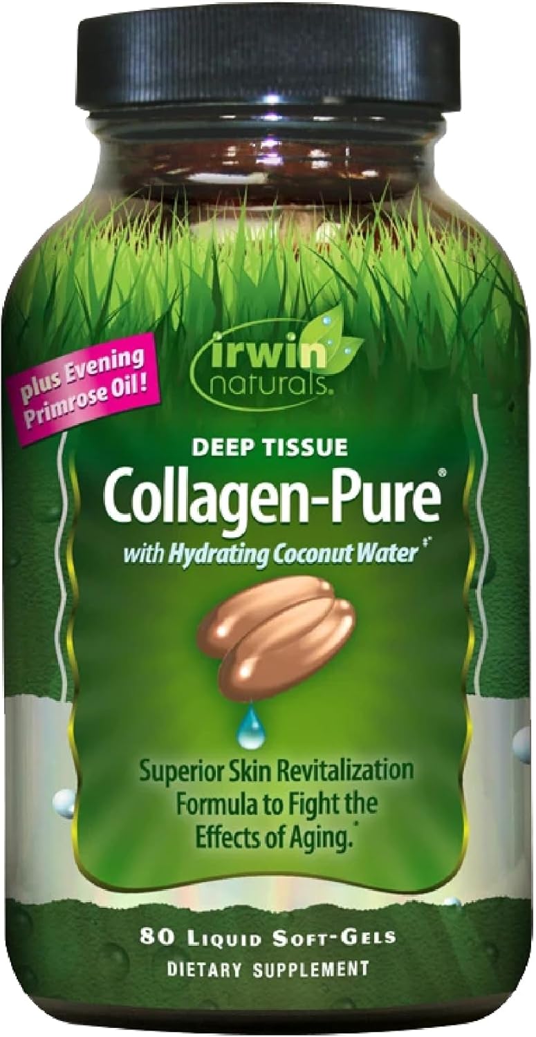 Irwin Naturals Deep Tissue Collagen-Pure 80 Liquid Softgels for Skin Revitalization with Coconut Water