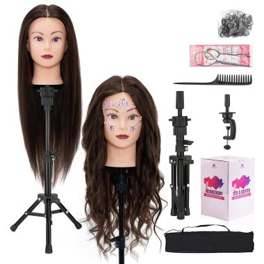 Neverland Beauty 28 Inch 80% Real Hair Mannequin Practice Head with Tripod Stand and Table Clamp