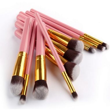Private: 10pcs Foundation Makeup Brush Kit-Pink/Gold