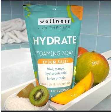 Private: Wellness by VN Therapy Hydrate foaming soak Epsom salt+ kiwi, Mango, hyaluronic acid & rice protein.