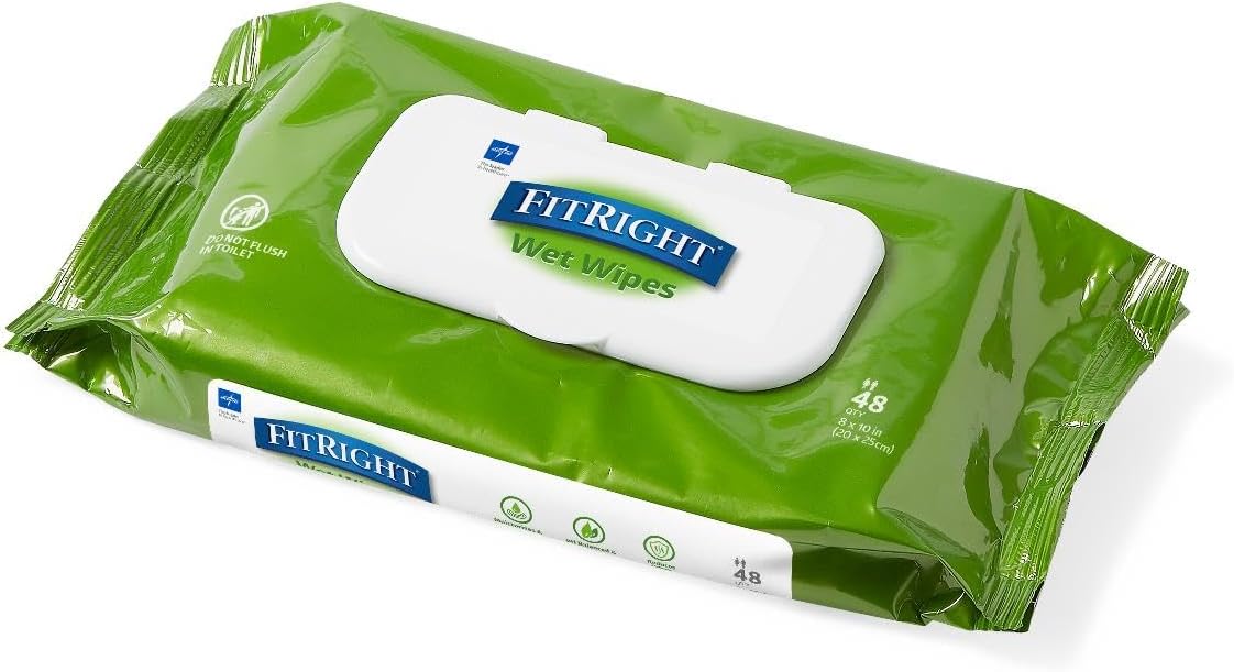 Medline FitRight Scented Large Adult Incontinence Wipes, Aloe Infused, 48 Count Pack - Image 2