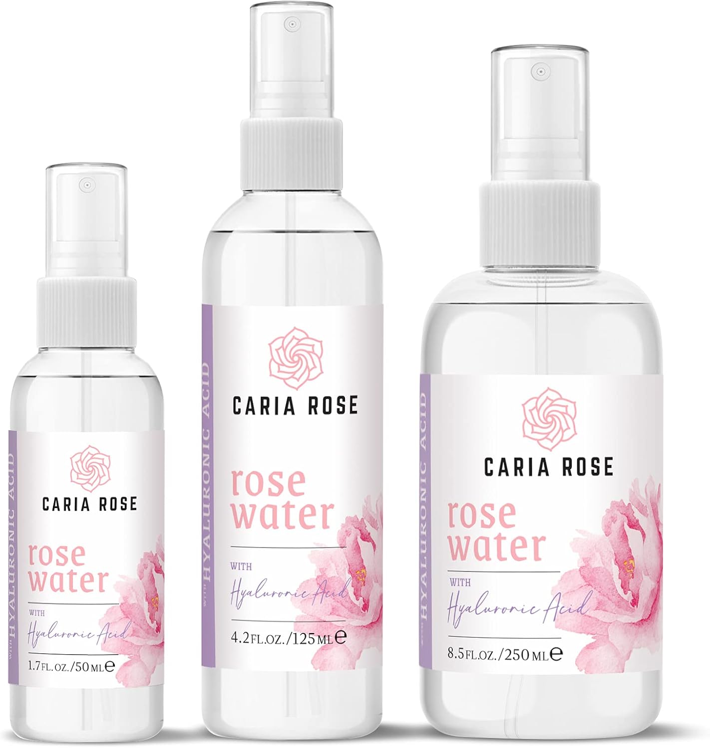 Hydrating Rosewater Facial Toner Mist with Hyaluronic Acid, 1.7 oz Travel Size - Image 2