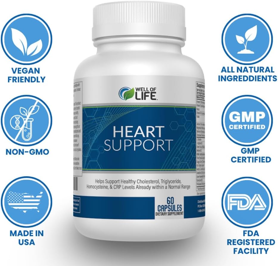 Well of Life Heart Restore 60 Veggie Capsules for Healthy Cholesterol and Triglyceride Support USA Made - Image 5