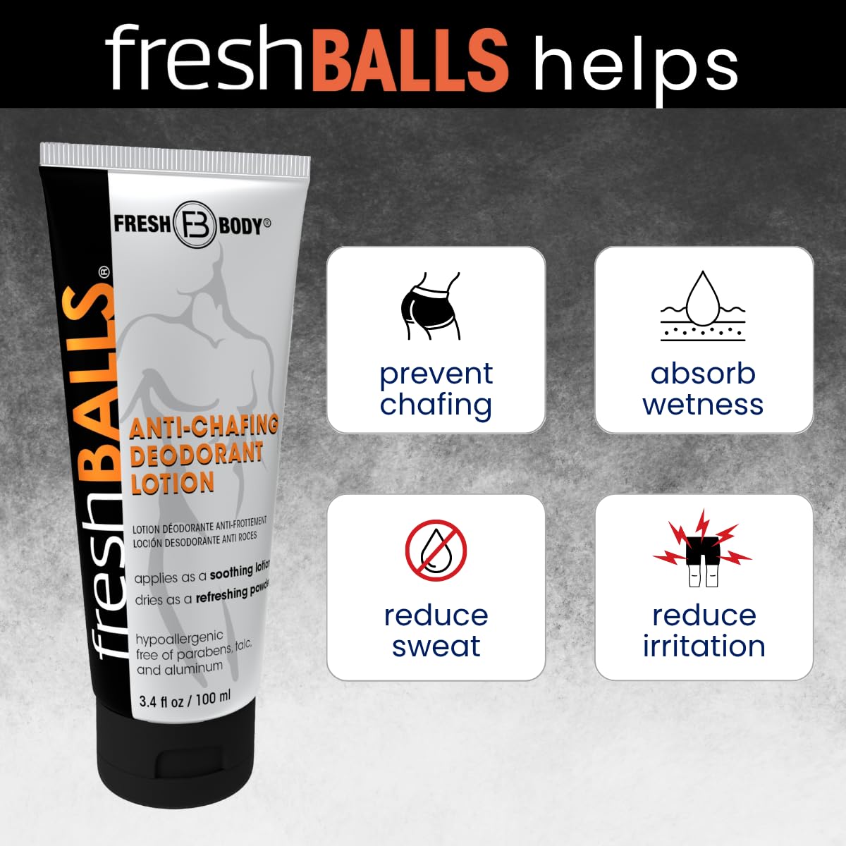 Men's Anti-Chafing Comfort Soothing Lotion to Powder - Ball Deodorant Hygiene 3.4 fl oz - Image 3