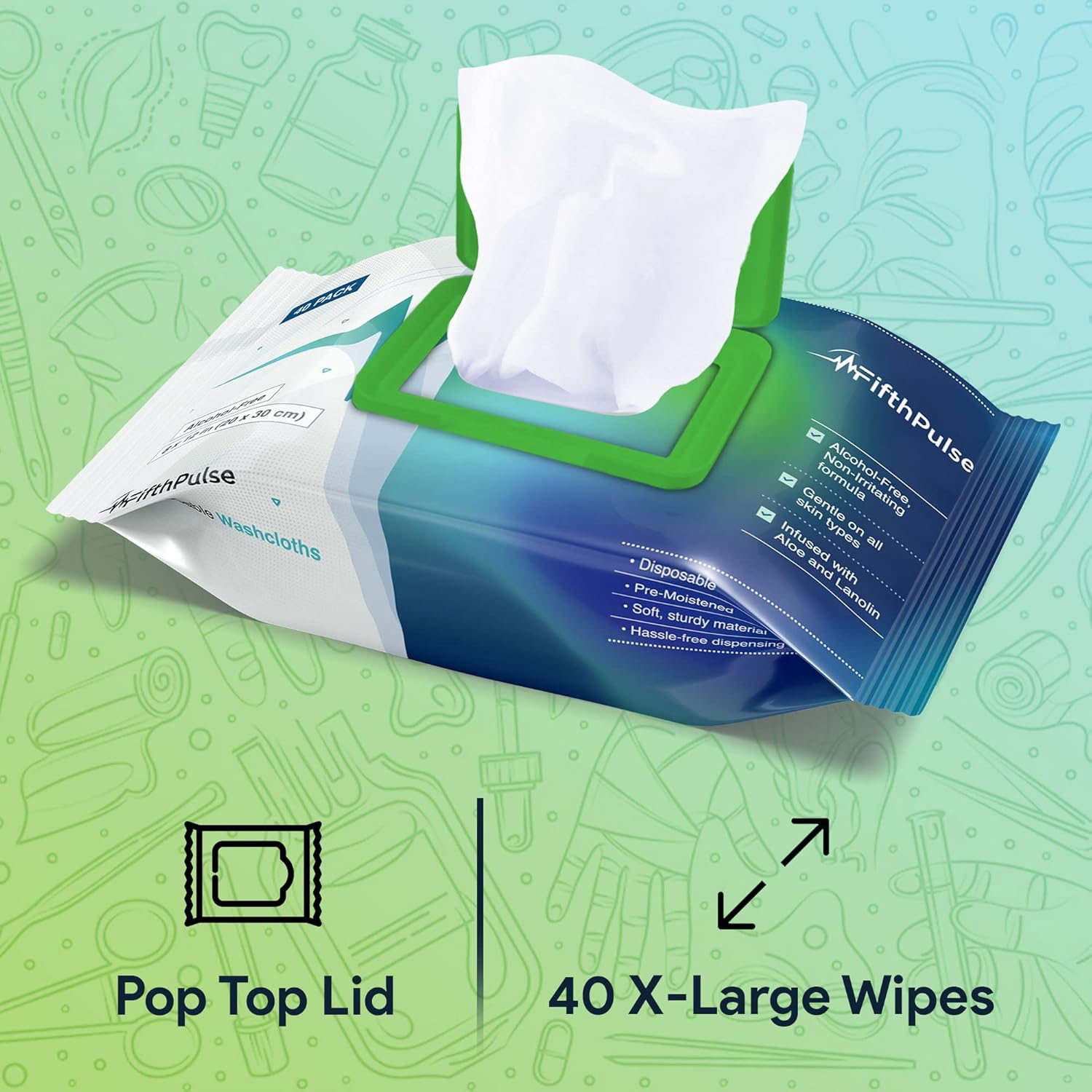 Adult Disposable Body Wipes 80 Count Aloe Lanolin Infused Extra Large - Image 3
