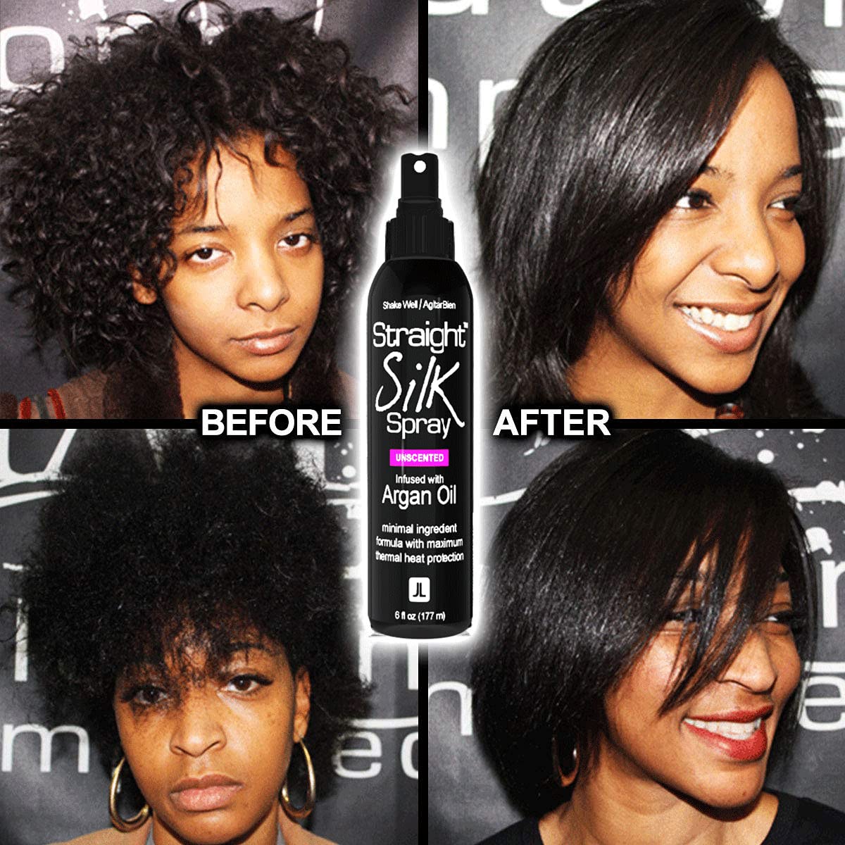Unscented Straight Silk Spray with Argan Oil Hair Protector Detangler 6oz - Image 6