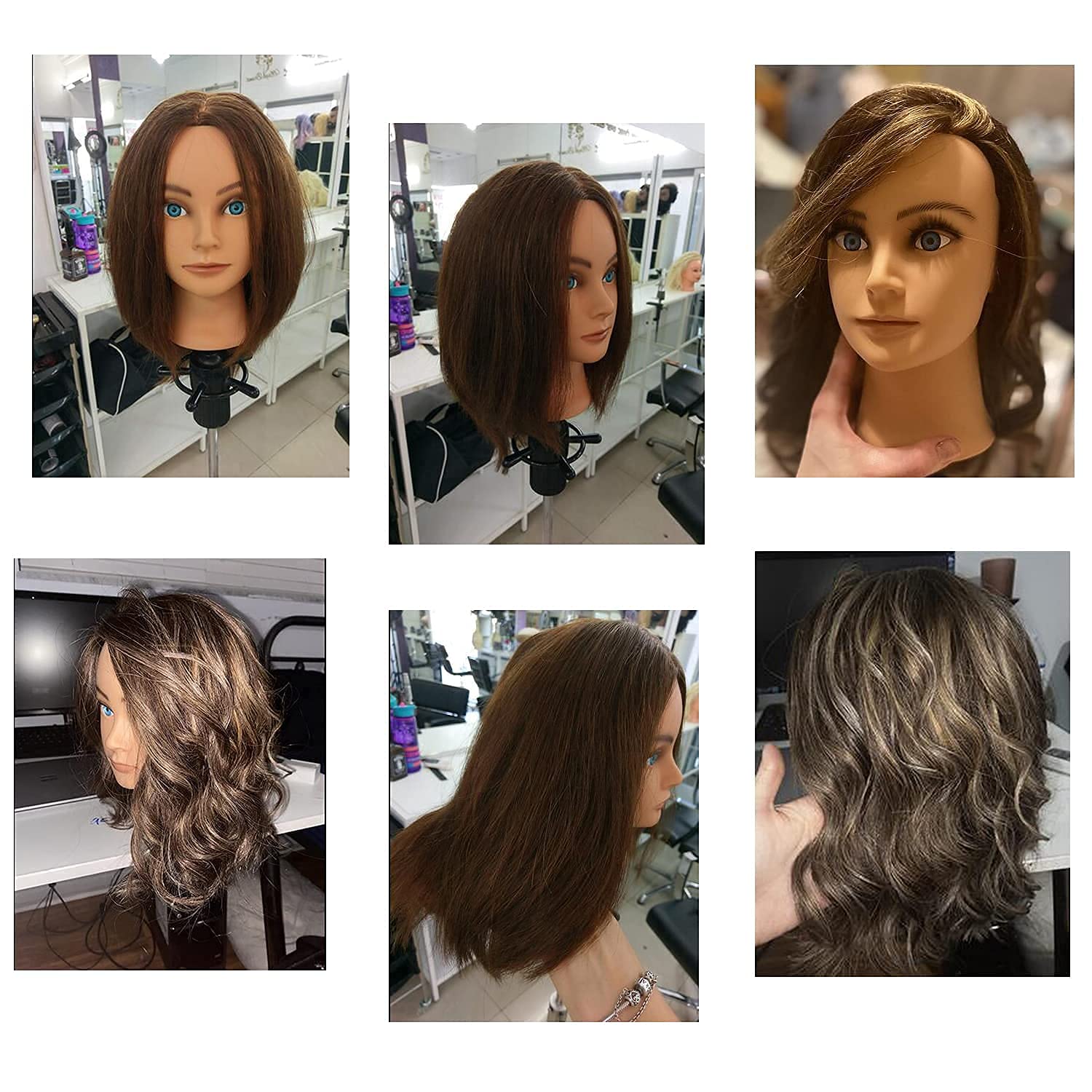 100% Human Hair Mannequin Training Head for Cosmetology 20-22 inch with Free Clamp - Image 7