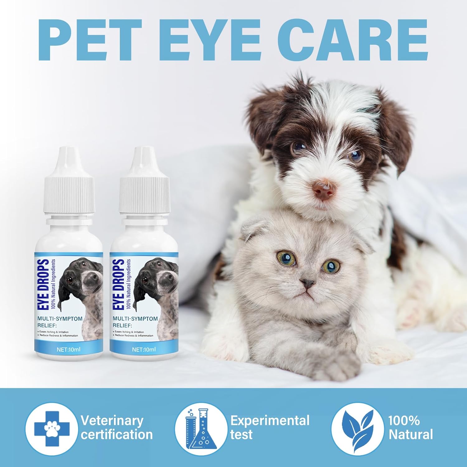Dog Eye Drops, Pet Eye Drops for Dogs and Cats to Relieve Dry Eyes, Red Eyes and Itchy Eyes, Long Lasting Hydration, Gentle for Pets - Image 3