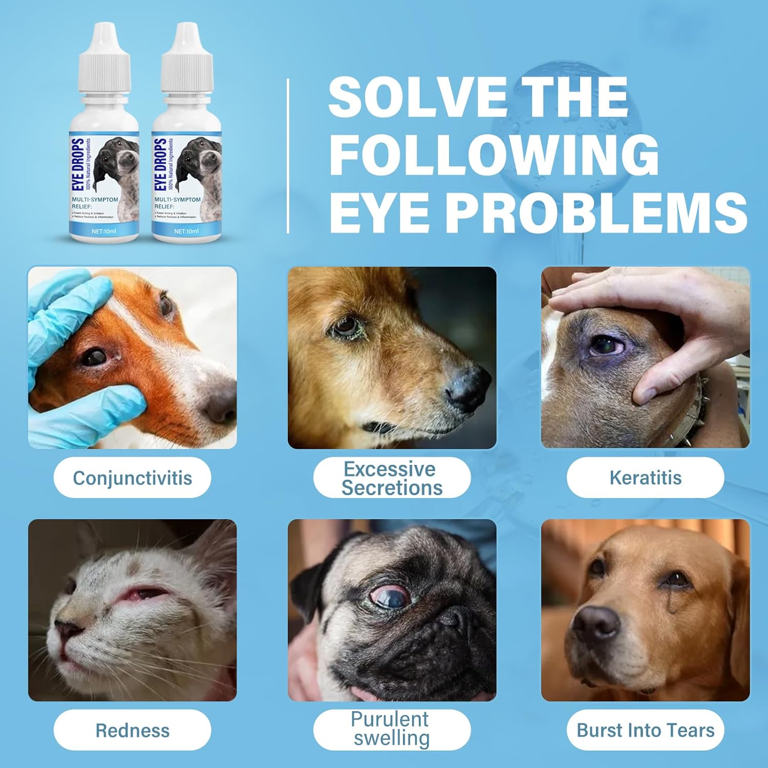 Dog Eye Drops, Pet Eye Drops for Dogs and Cats to Relieve Dry Eyes, Red Eyes and Itchy Eyes, Long Lasting Hydration, Gentle for Pets - Image 5