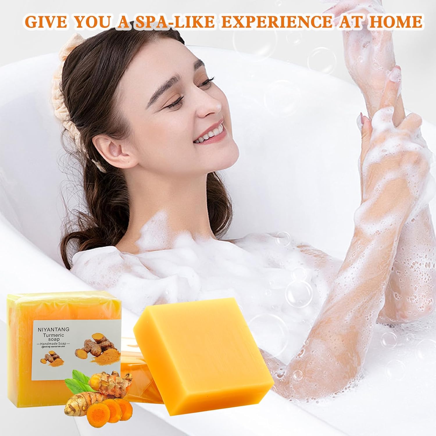 3 Pack Turmeric Soap Bar Natural Handmade Coconut Oil Face Body Gentle Cleanser 130g - Image 2