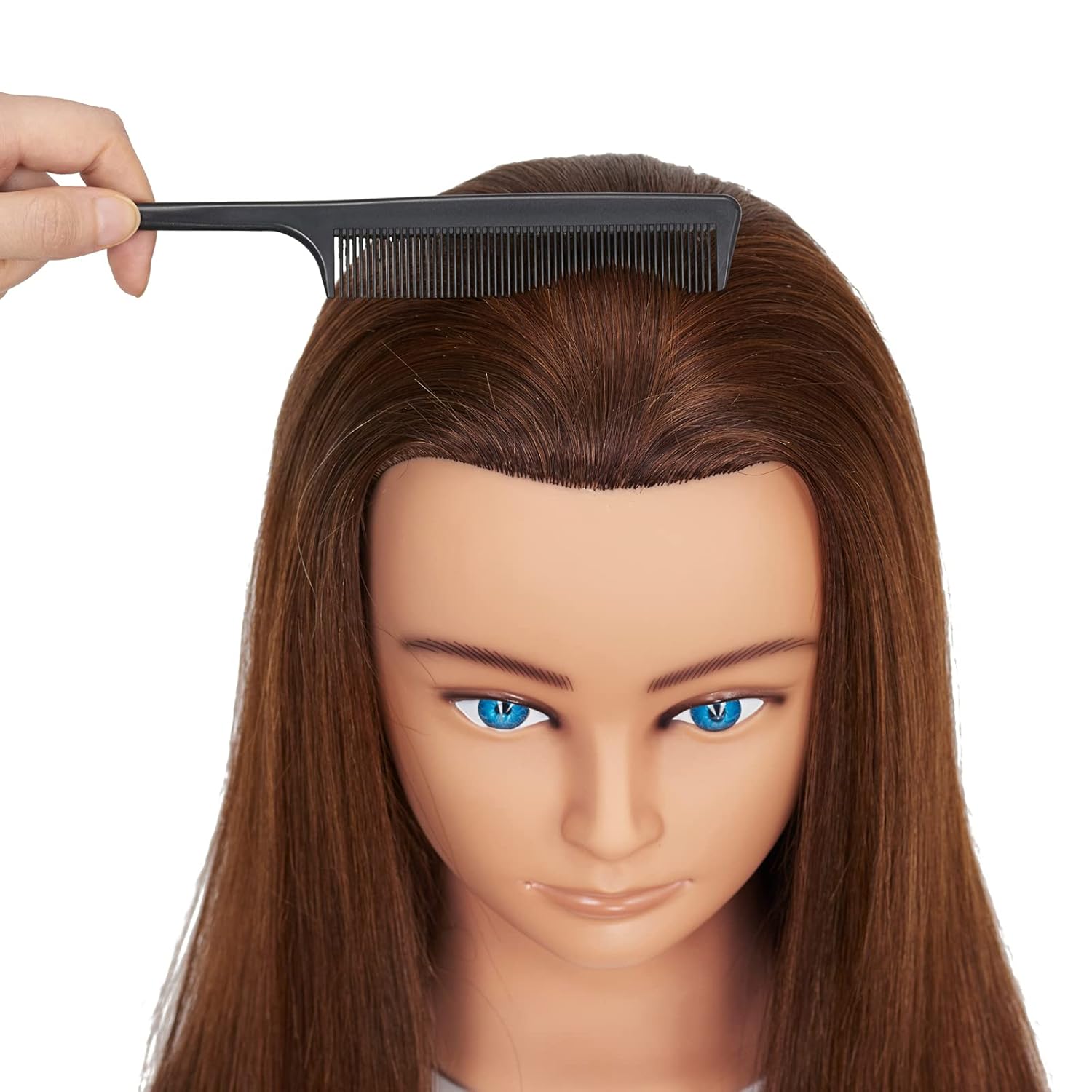 100% Human Hair Mannequin Training Head for Cosmetology 20-22 inch with Free Clamp - Image 5