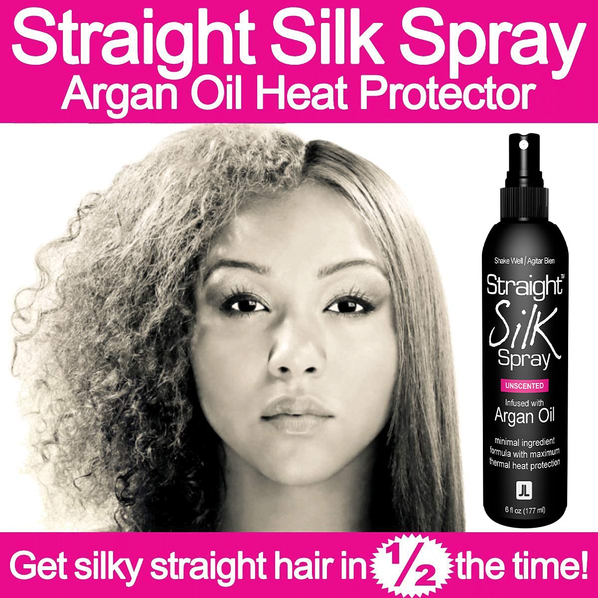 Unscented Straight Silk Spray with Argan Oil Hair Protector Detangler 6oz - Image 8