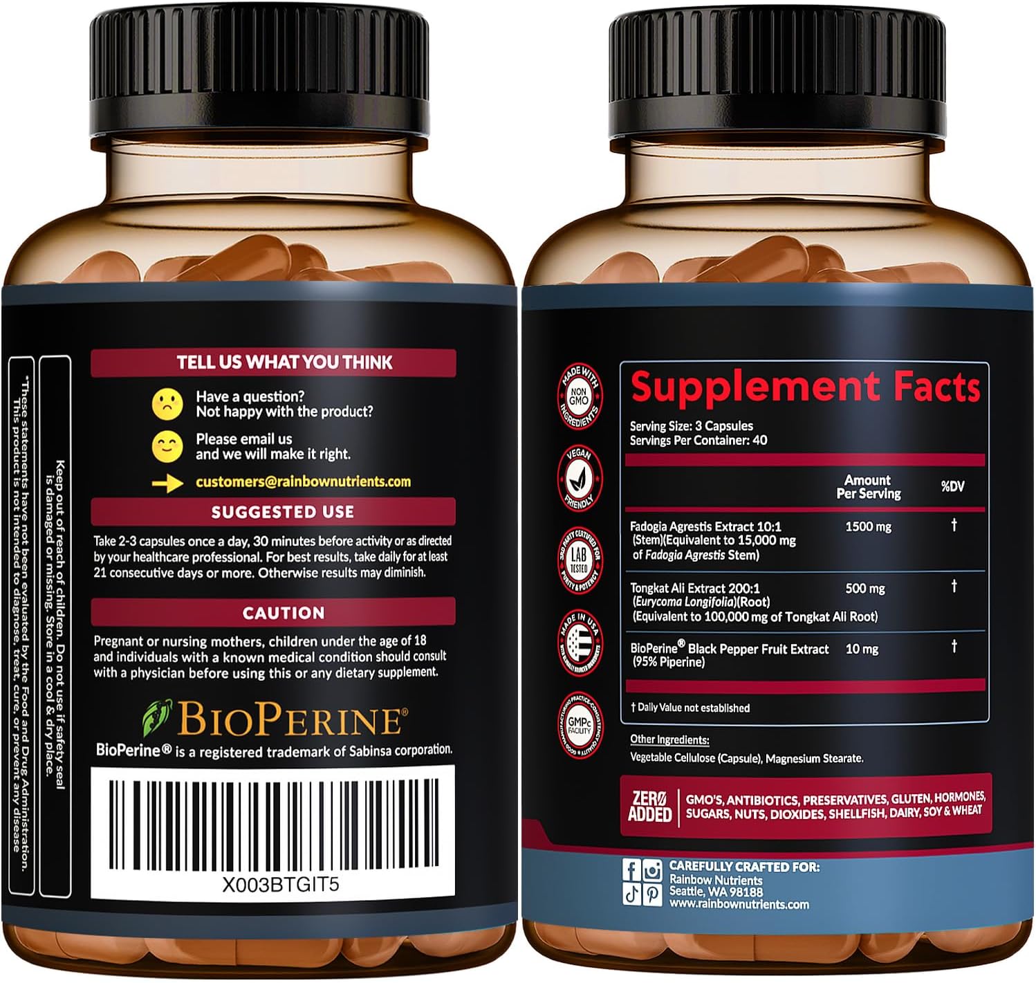 115,000mg Fadogia Agrestis Tongkat Ali Max Absorption 120 V Capsules - Image 5