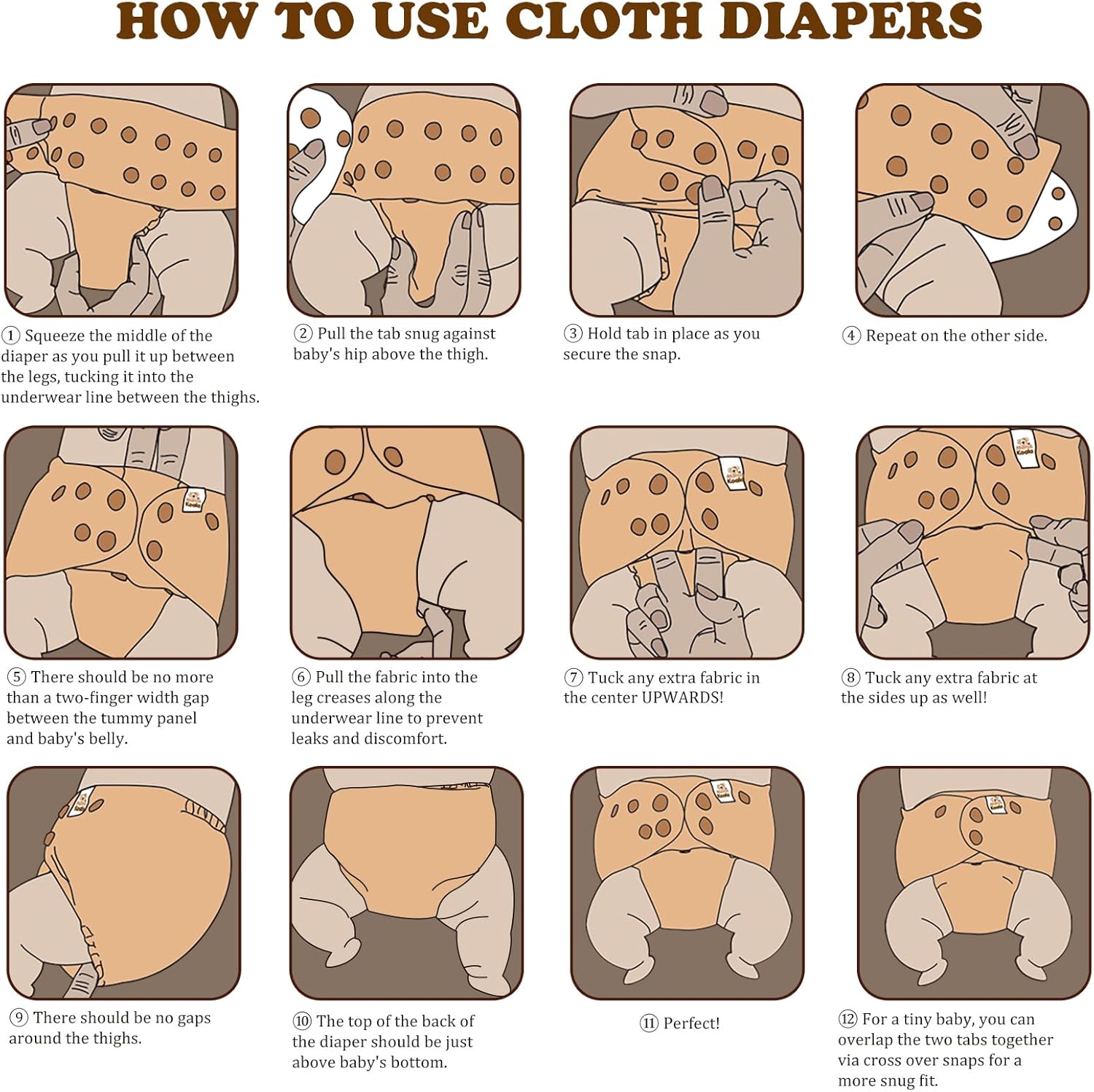 Mama Koala 3.0 Baby Pocket Cloth Diapers AWJ Lined 6 Pack with 6 Natural 4-Layer Inserts Hope in The Desert - Image 7