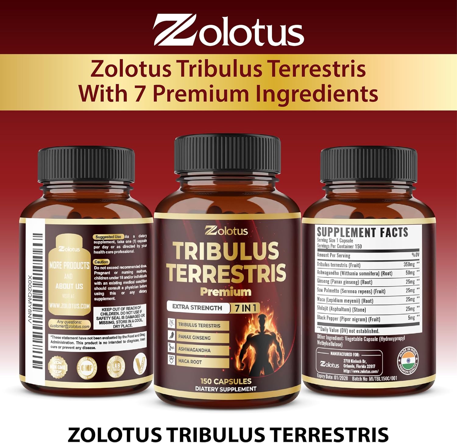 Tribulus Terrestris 150 Count Supplement for Men & Women, 5-Month Supply with Ashwagandha, Ginseng - Image 9