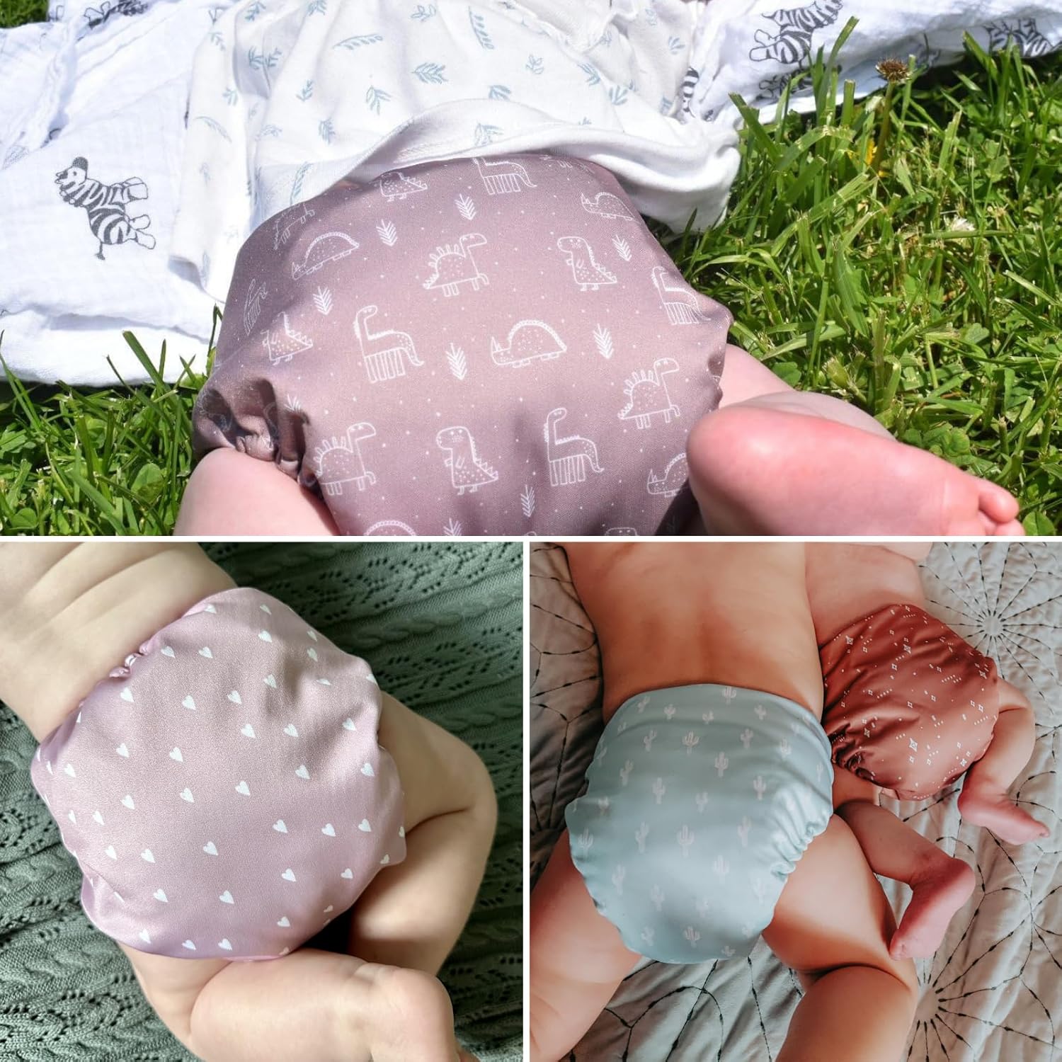 Mama Koala 3.0 Baby Pocket Cloth Diapers Simply Neutrals 6 Pack with 6 Natural Inserts - Image 4