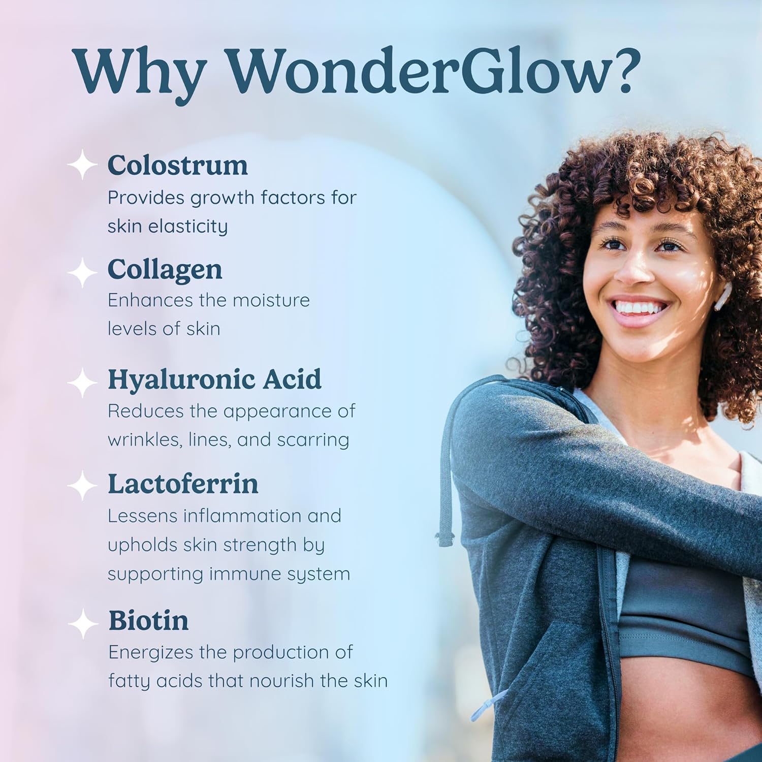 Bovine Colostrum Hair Skin Nails Vitamins with Collagen Hyaluronic Acid Biotin Zinc Lactoferrin 30 Servings Capsule - Image 3