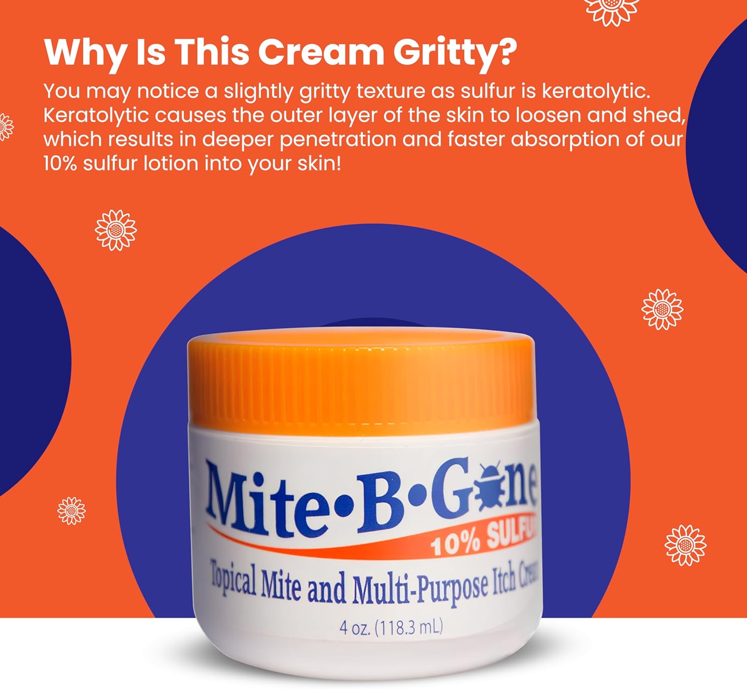 10% Natural Sulfur Mite Cream for Bites, Itching, Redness, Irritation - 4 oz - Image 5