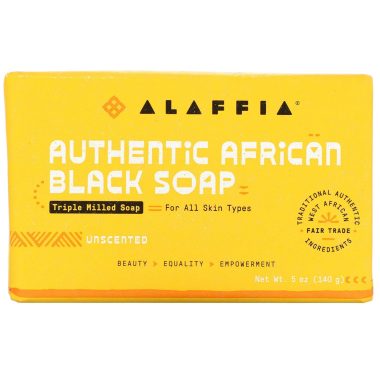 Alaffia Unscented Authentic African Black Soap Bar 5 Oz Gentle Cleanser