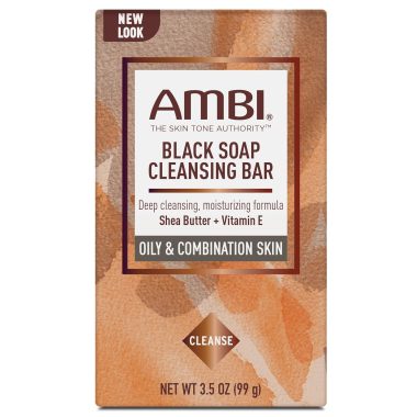 Ambi Black Soap Cleansing Bar, Deep Cleansing, Moisturizing Formula with Shea Butter + Vitamin E for Oily & Combination Skin, 3.5 OZ - 12 Pack