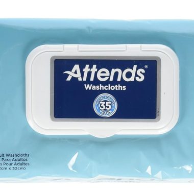 Attends Hypoallergenic No-Rinse Cleansing Wipes for Incontinence Scented Aloe 72ct Soft Pack 7.8x11.8