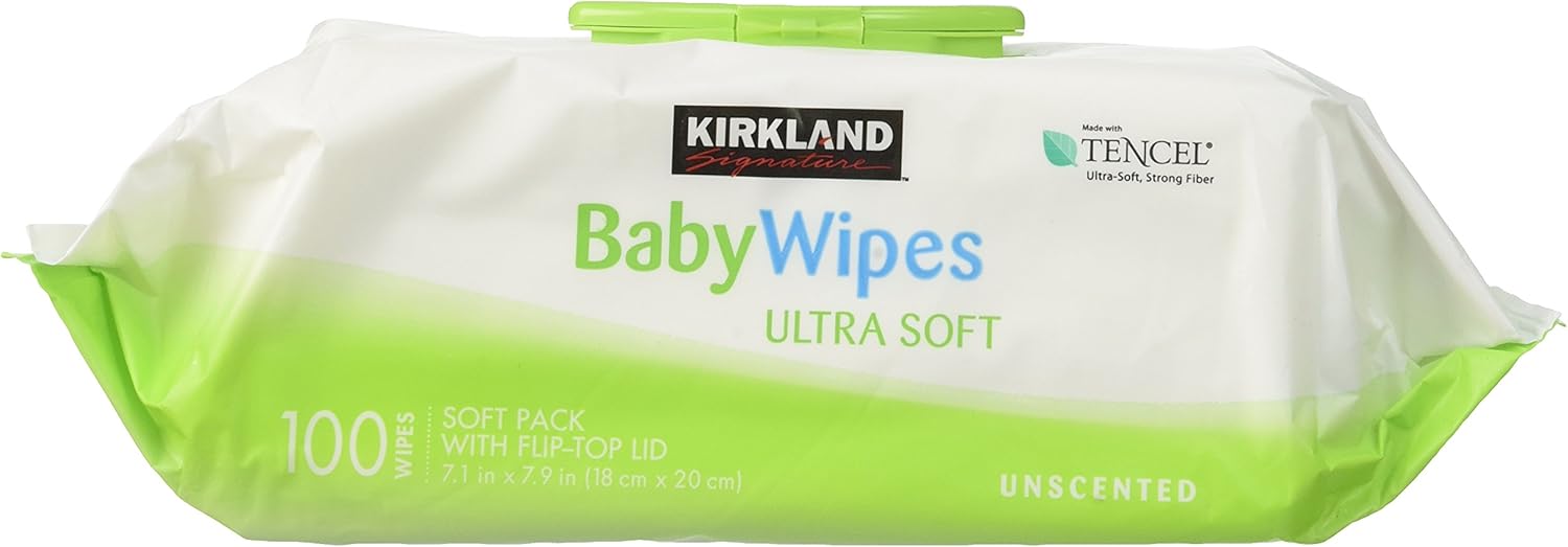 Kirkland Signature Ultra-Soft Unscented Baby Wipes 100 Count Pack