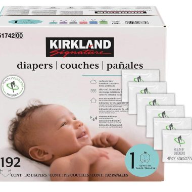 Kirkland Signature Size 1 Diapers 192 Count for Up to 14 Pounds with Health and Outdoors Wipes