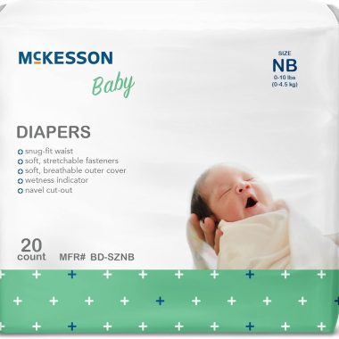 McKesson Newborn Baby Diapers 0-10 lbs - Disposable, Breathable, Navel Cut-Out, 20 Count