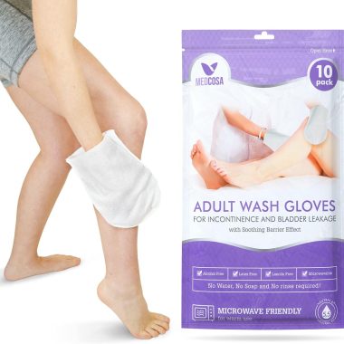 Medcosa Disposable Adult Glove Washcloths Unscented Premoistened Wet Wipes Pack of 10
