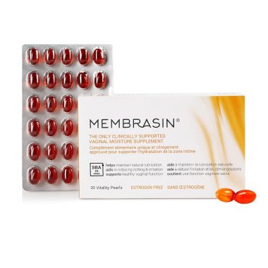 Membrasin Vaginal Moisture Support Vitality Pearls, 30 Oral Softgels, Estrogen-Free Menopause Supplement for Dryness