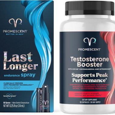Promescent Delay Spray for Him 7.4ml Combo with Testosterone Booster Supplement for Enhanced Energy and Stamina