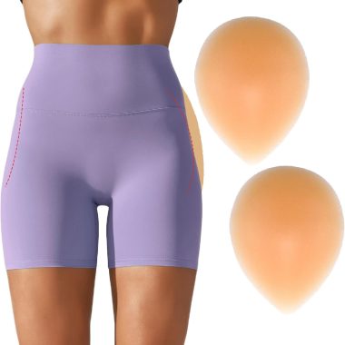 Beige Reusable Silicone Hip Pads for Women - Adhesive Butt Lift Enhancer (2 Pieces)