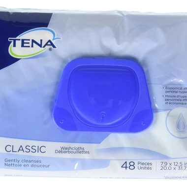 Tena Classic Premoistened Washcloths, Pack of 48