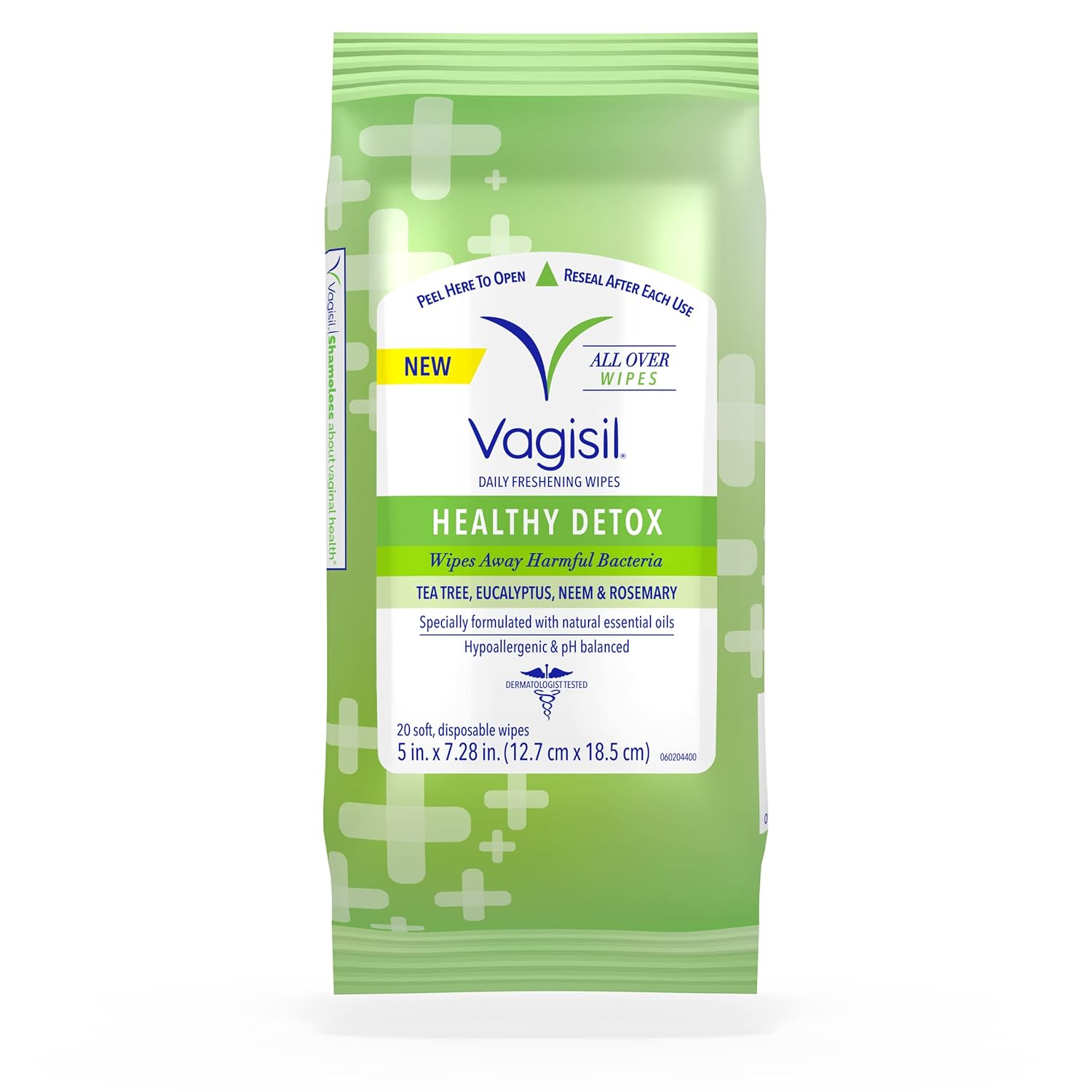 Vagisil All Over Cleaning Wipes, Health Detox Essential Oils, 20 Re-Sealable Pouch