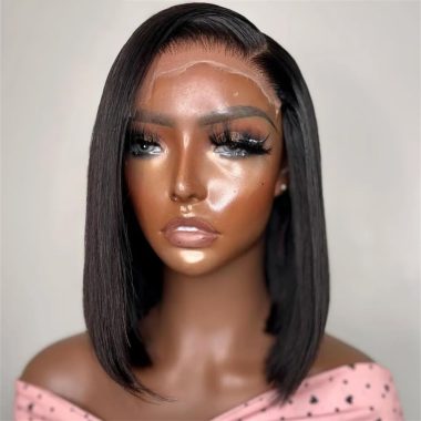 Wjnvfioo 10 Inch Bone Straight Bob Wig Glueless Lace Front Human Hair for Women