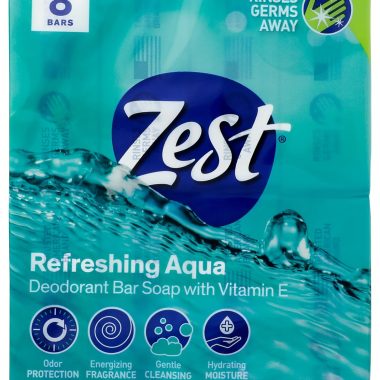 Zest Aqua Bath Size Soap, 4 Ounce Bars, Pack of 8